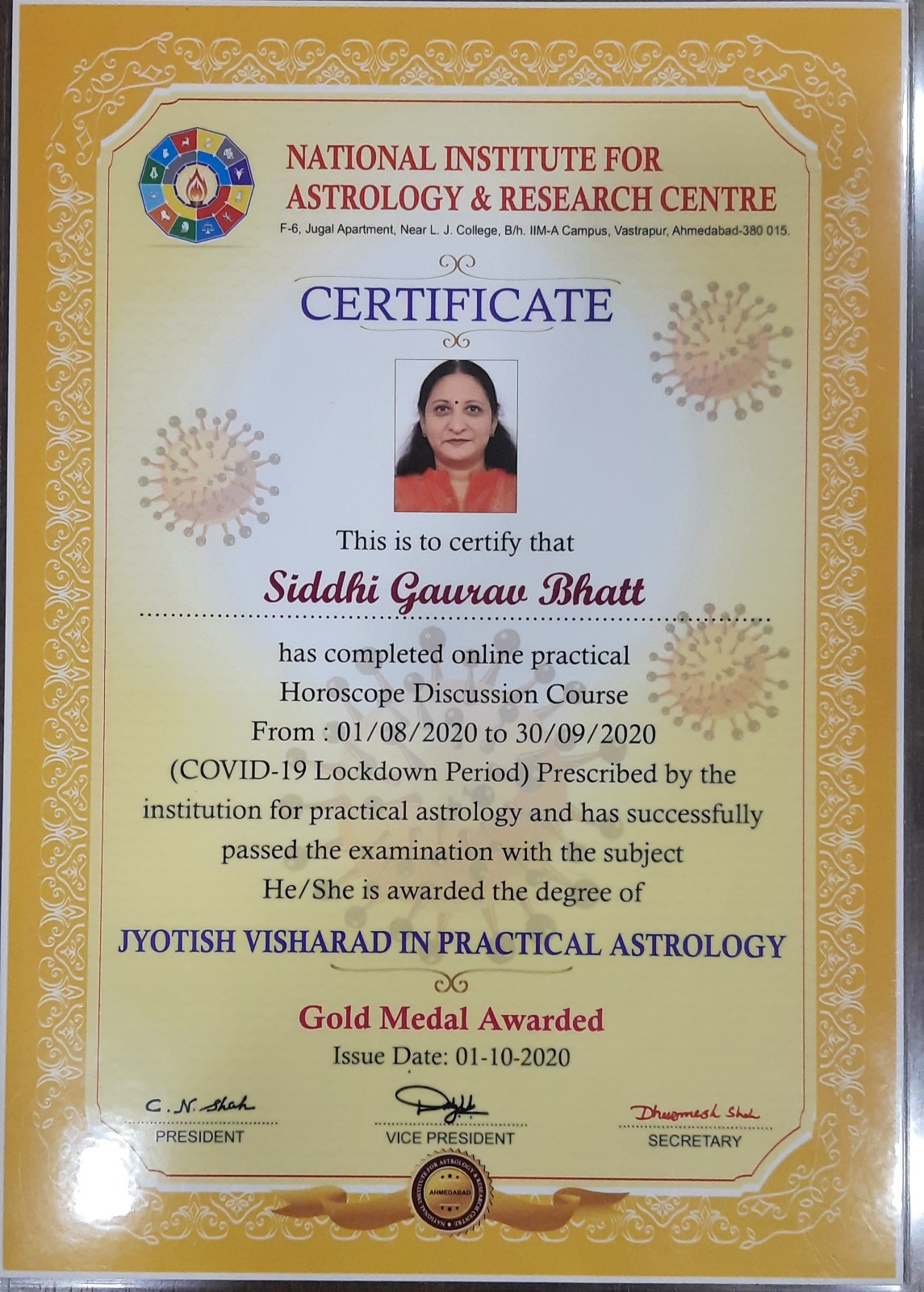 Jyotish Acharya gold medal